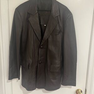 Soft Brown Leather Blazer Jacket Men’s XL 2 Button Classic Vintage Style